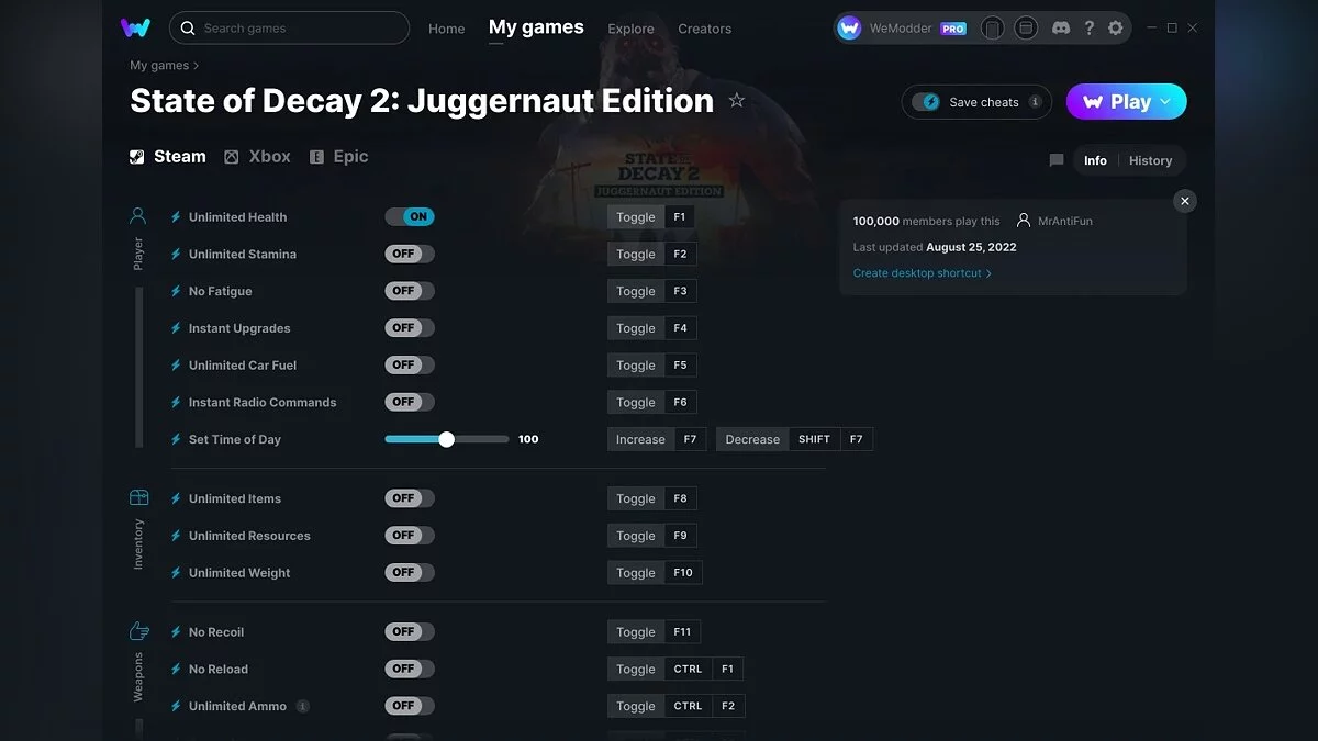 Трейнер (+16) от 25.08.2022 [WeMod]