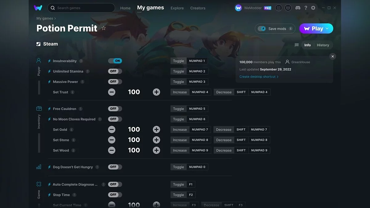 Трейнер (+16) от 29.09.2022 [WeMod]