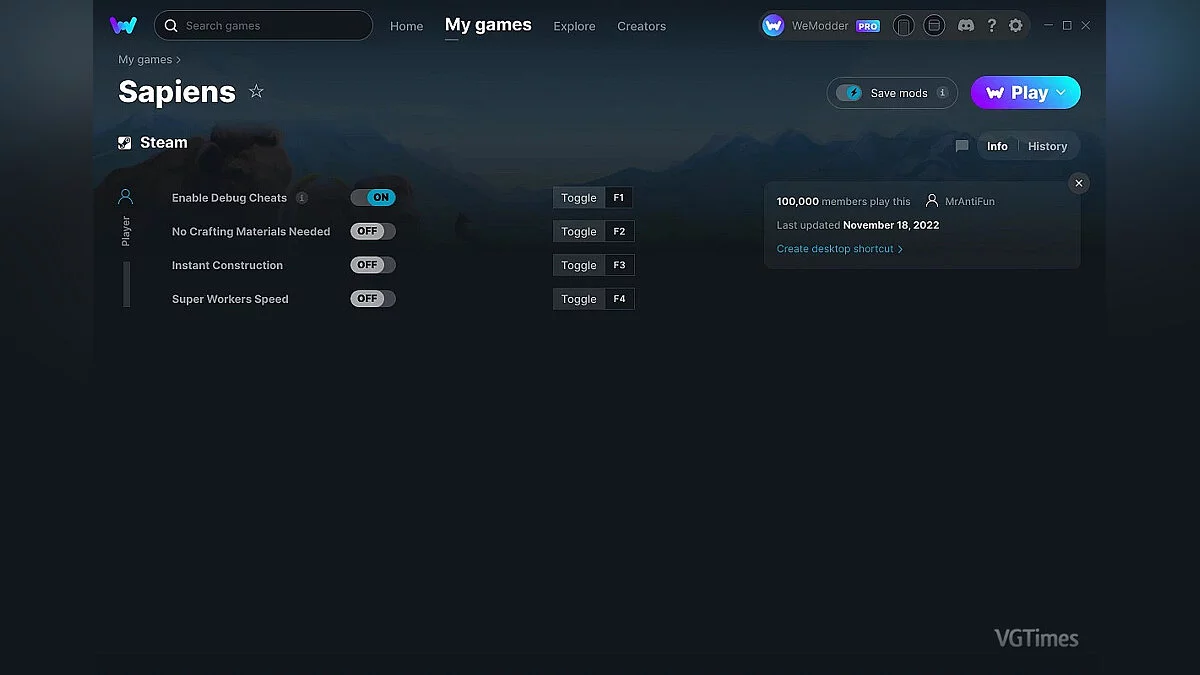 Трейнер (+4) от 18.11.2022 [WeMod]