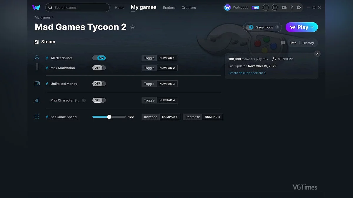 Трейнер (+5) от 19.11.2022 [WeMod]