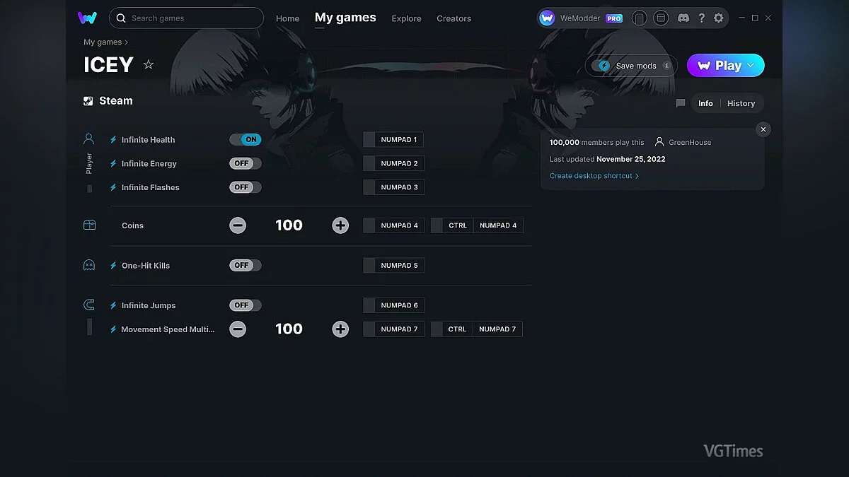 Трейнер (+7) от 25.11.2022 [WeMod]