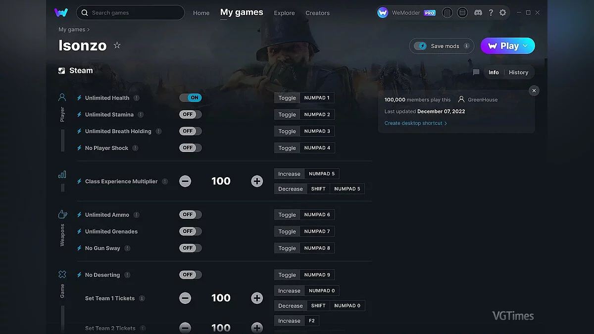 Трейнер (+11) от 07.12.2022 [WeMod]