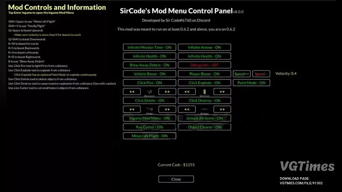SirCode's Mod Menu Control Panel