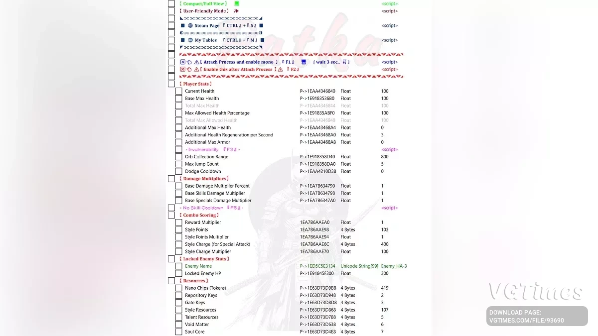 Таблица для Cheat Engine [V2]