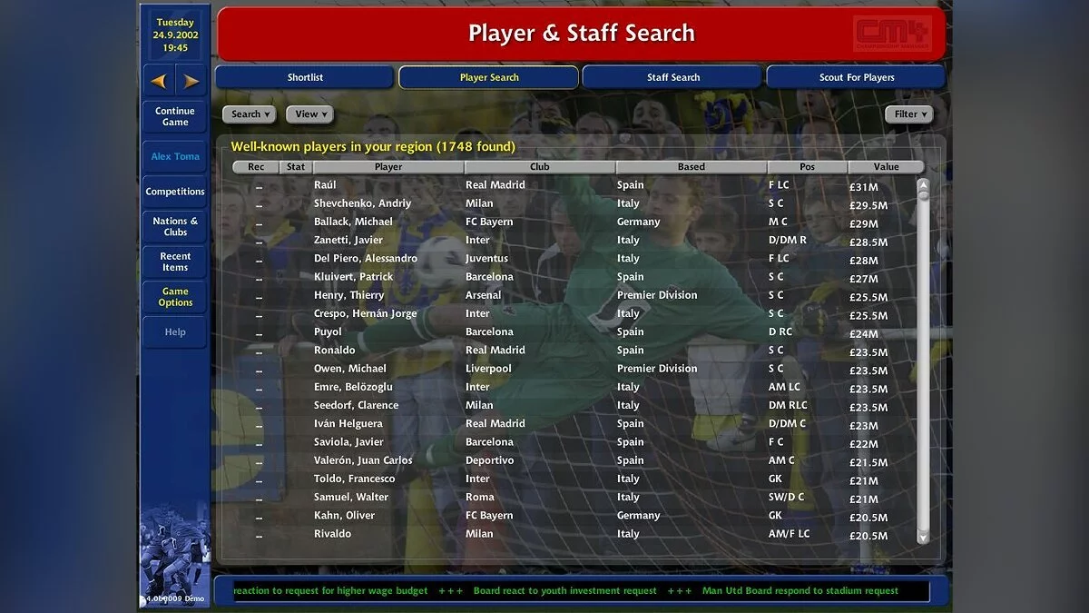 Скриншоты из Championship Manager 4 / Картинка 17