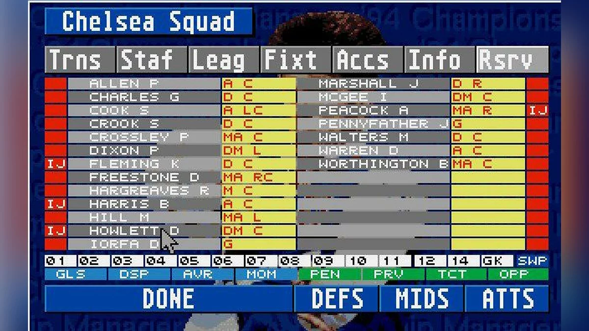 Скриншоты из Championship Manager 93/94 / Картинка 3