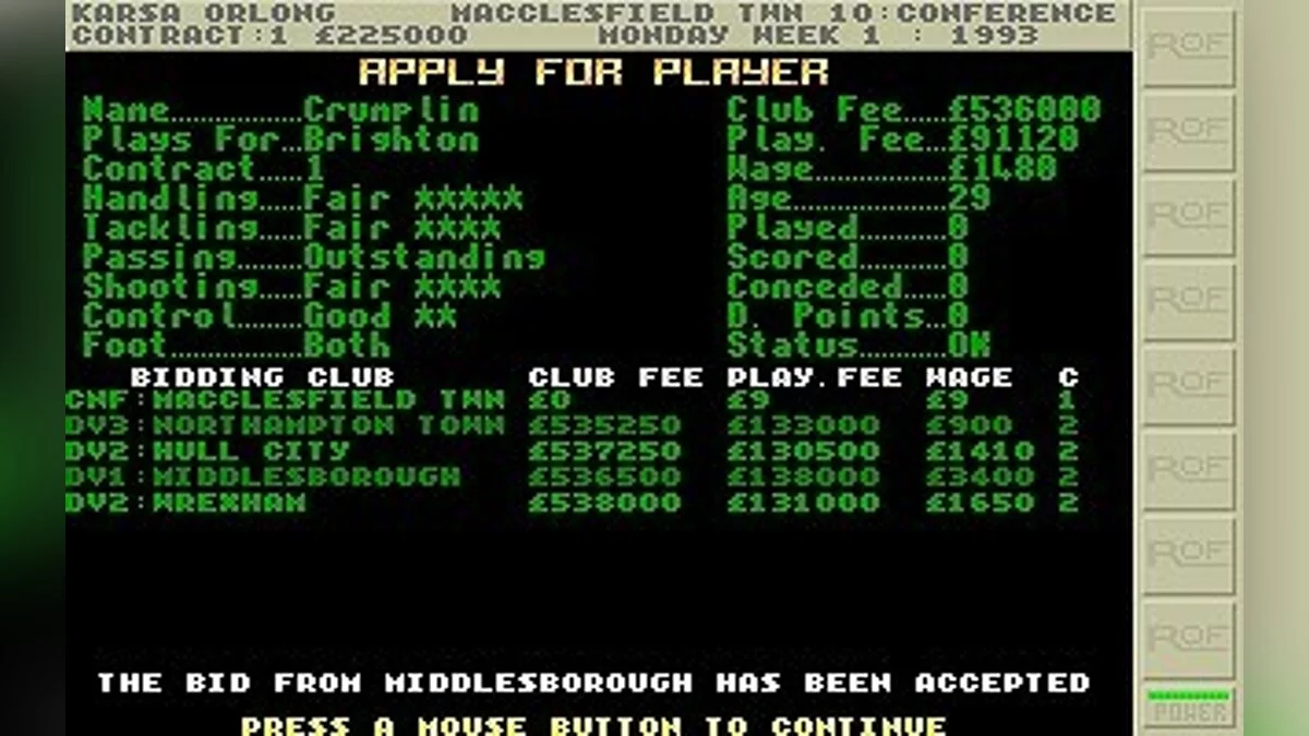 Скриншоты из Premier Manager 2 / Картинка 54