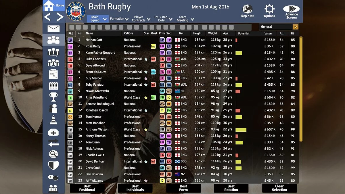 Скриншоты из Rugby Union Team Manager 2017 / Картинка 3