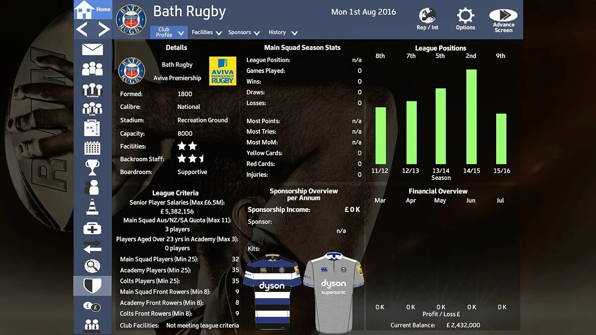Скриншоты из Rugby Union Team Manager 2017 / Картинка 8