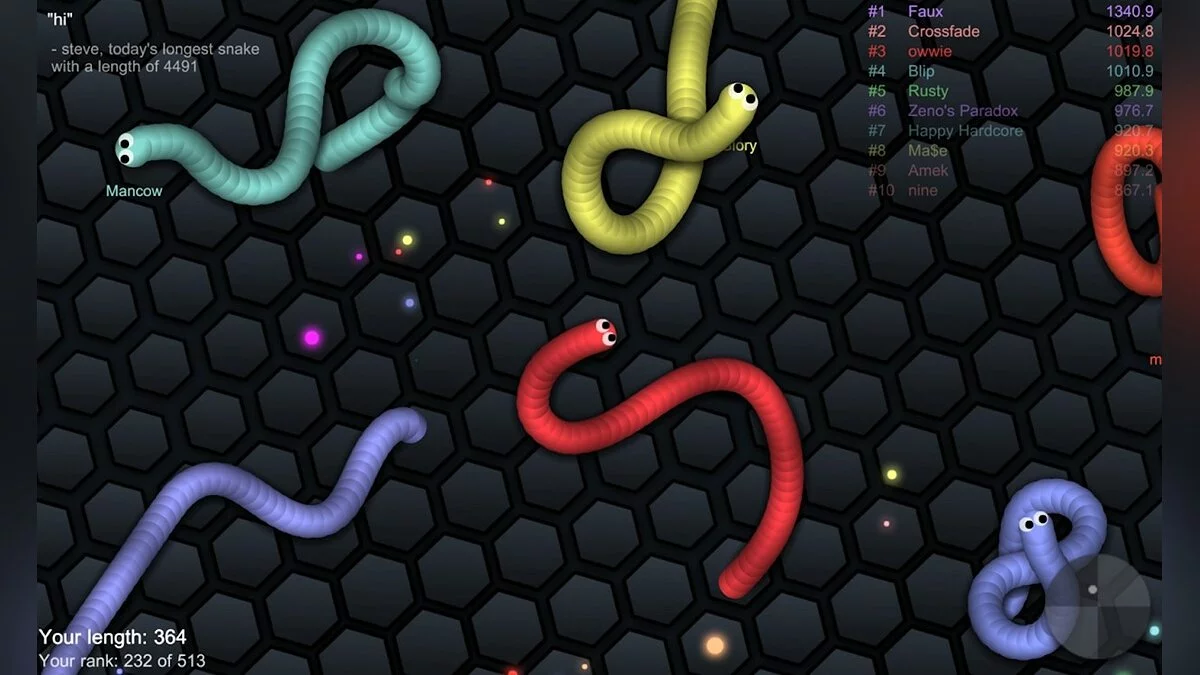 Скриншоты из slither.io / Картинка 2