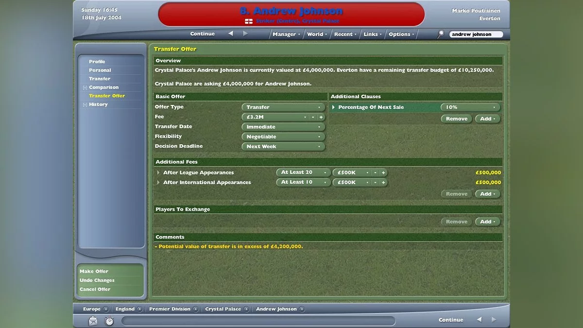 Скриншоты из Worldwide Soccer Manager 2005 / Картинка 15