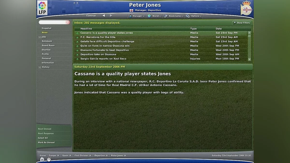 Скриншоты из Worldwide Soccer Manager 2007 / Картинка 14