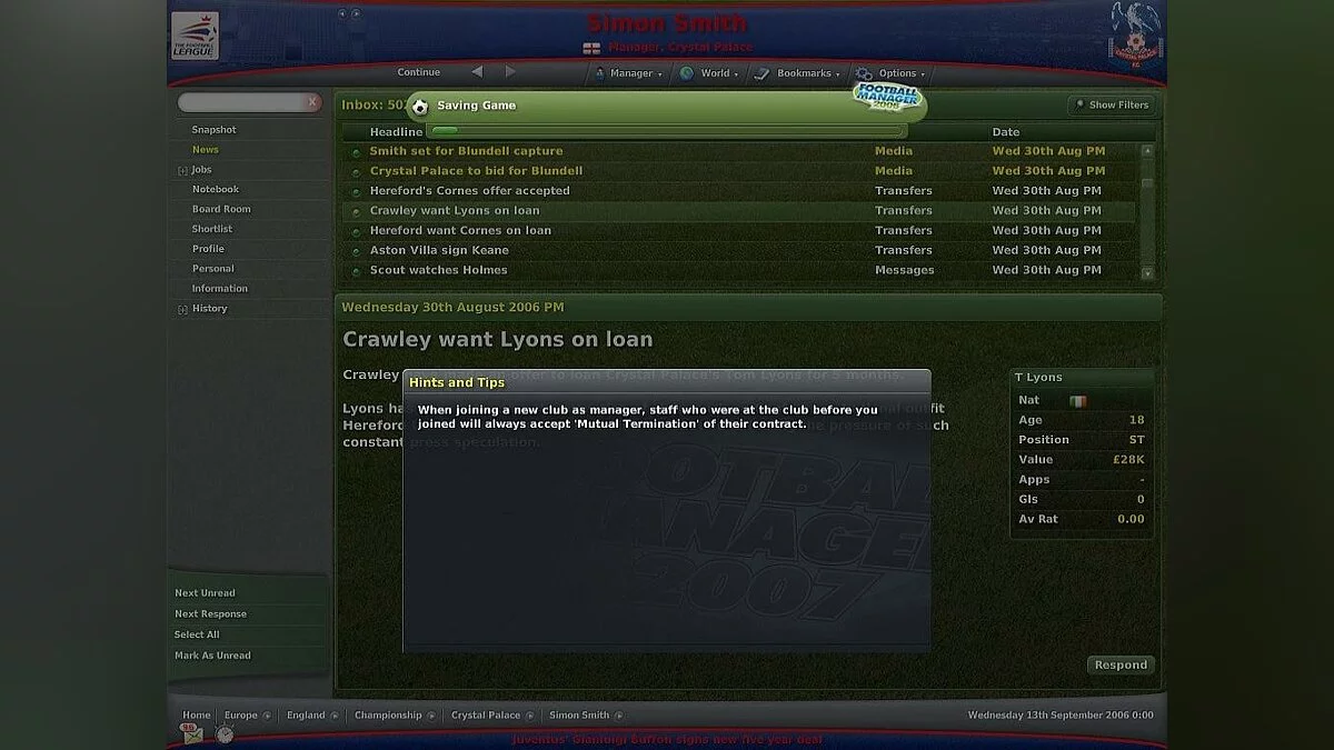 Скриншоты из Worldwide Soccer Manager 2007 / Картинка 16