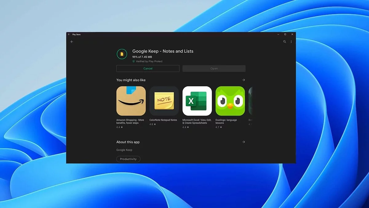 Google Play смогли установить в Windows 11