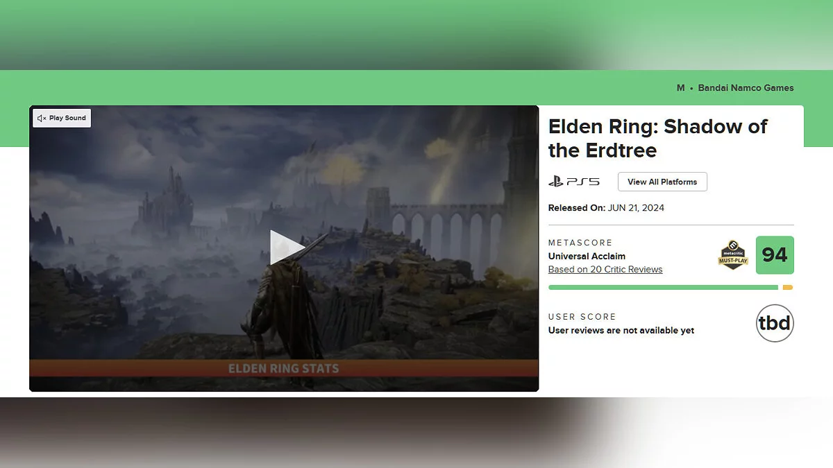 94 балла: Elden Ring Shadow of the Erdtree получила высокие оценки от критиков