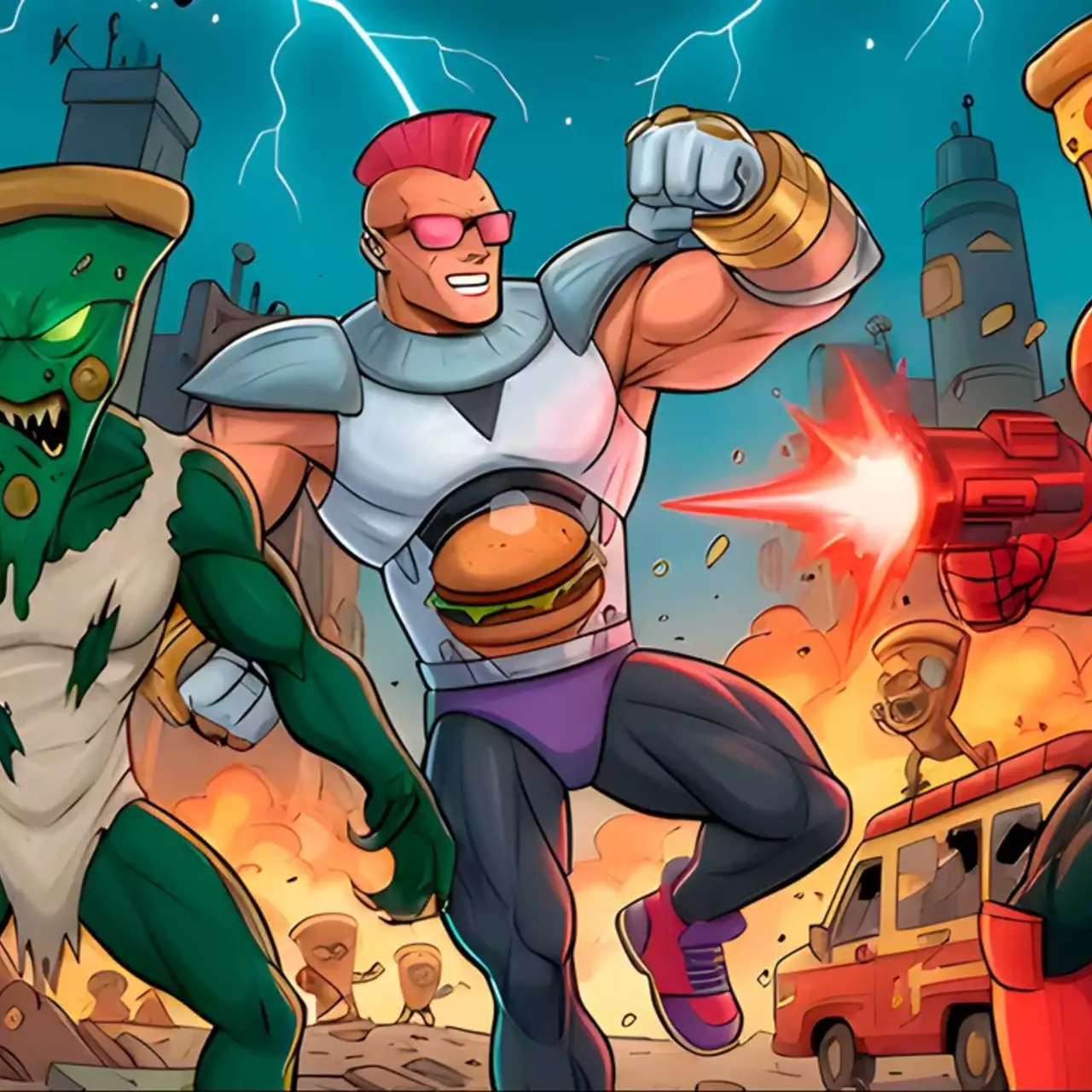 В Steam вышел битемап Fast food RAGE, в котором нужно спасти планету от вторжения пицца-мутантов