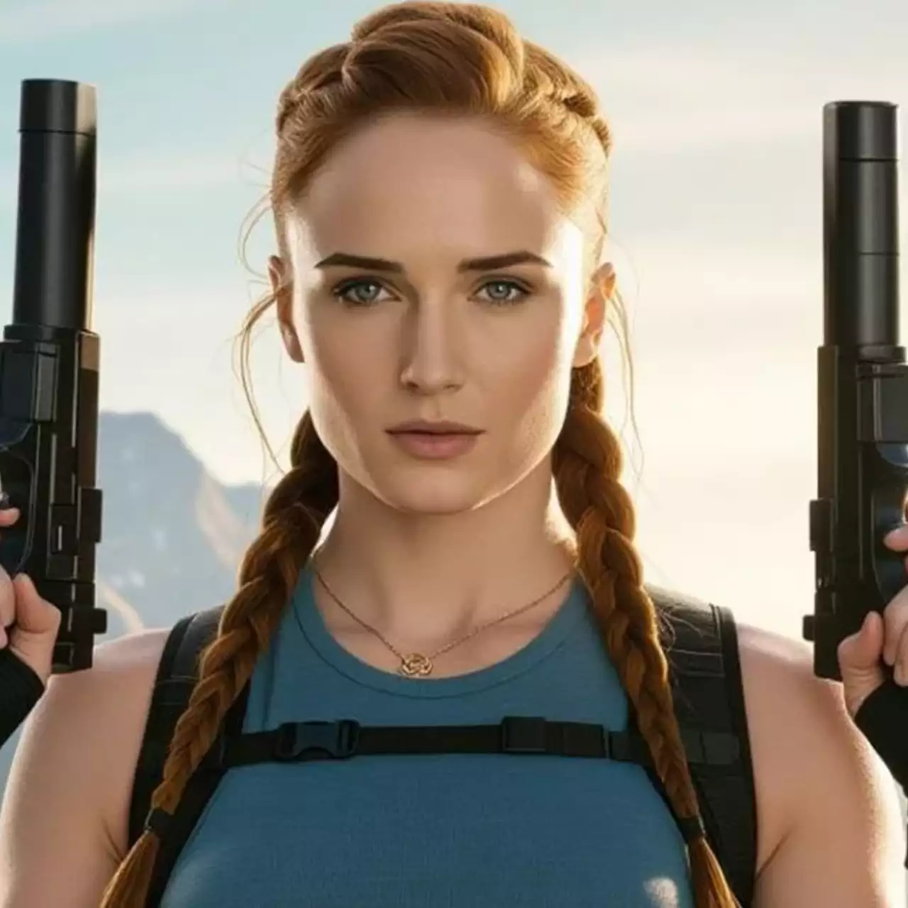 Наша новая Лара Крофт. Софи Тернер попала в кадр на съемках сериала Tomb Raider в ночном лесу