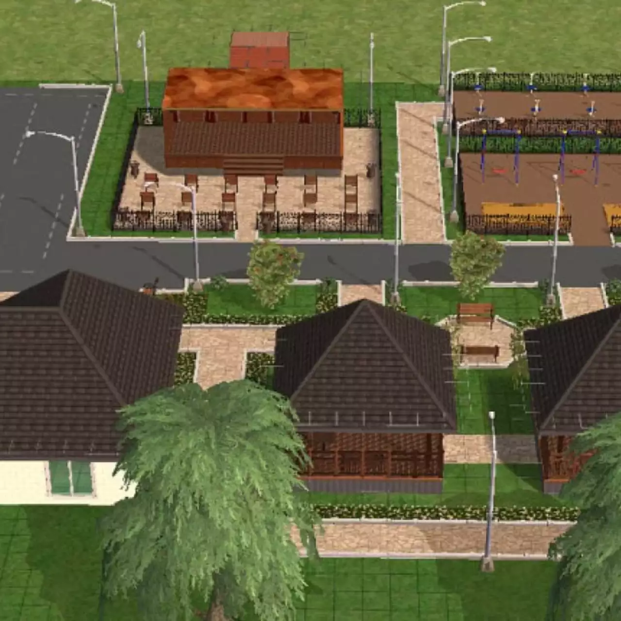 Администрация одного из поселков придумала дизайн дворов в The Sims 2
